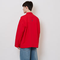 Men Oversized Nylon Tang Suit Shirt - Red - SM2512195B