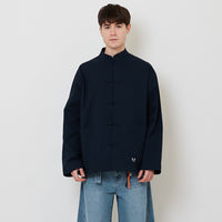 Men Oversized Nylon Tang Suit Shirt - Navy - SM2512195C