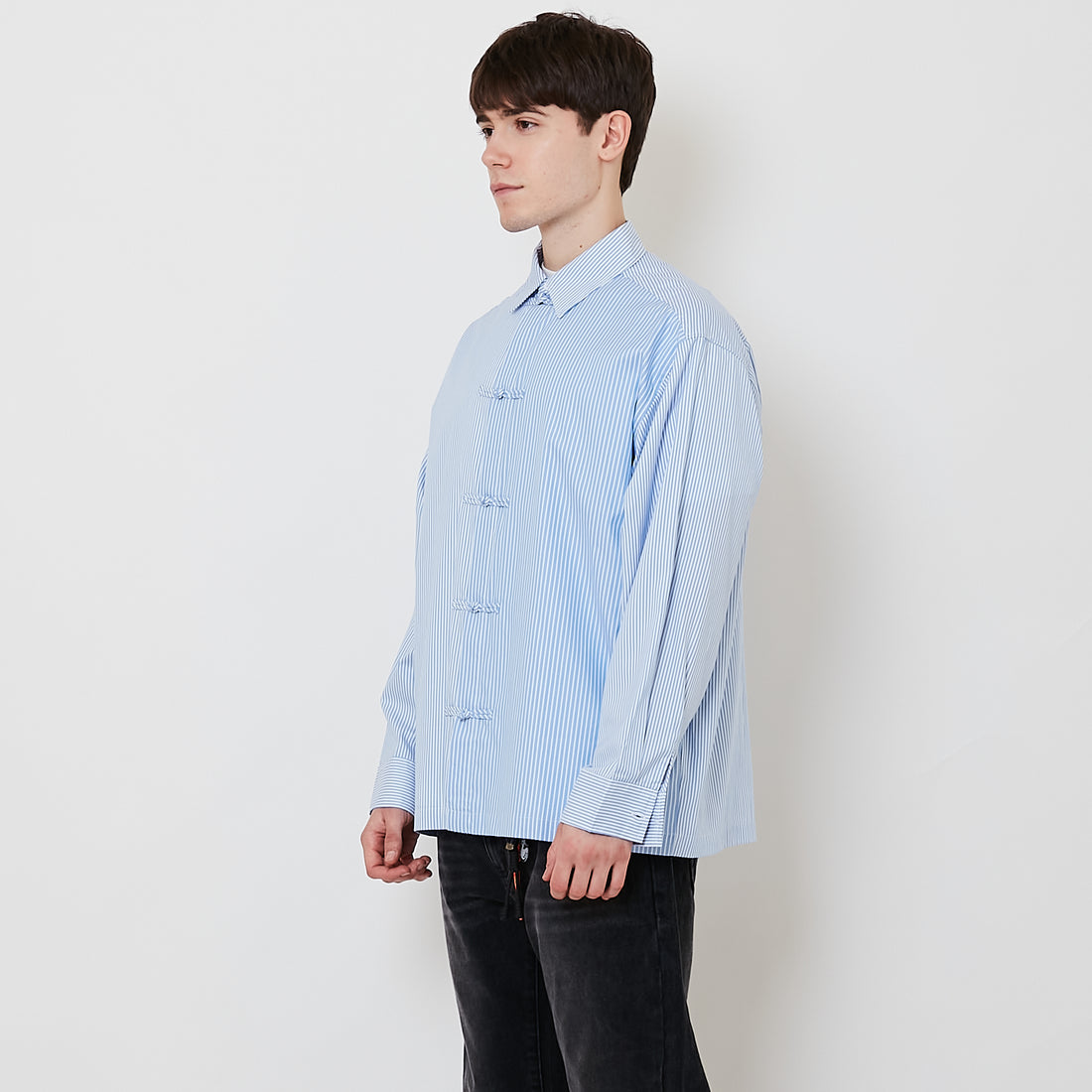 Men Oversized Oxford Tang Suit Shirt - Light Blue - SM2512197A
