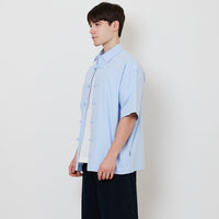 Men Oversized Oxford Tang Suit Shirt - Light Blue - SM2512198A