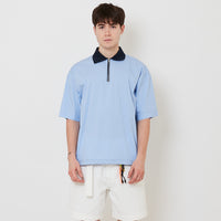 Men Oversized Polo Tee - Light Blue - SM2512199A