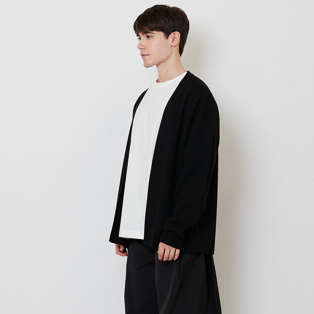 Men Oversized Cardigan - Black - SM2512202B