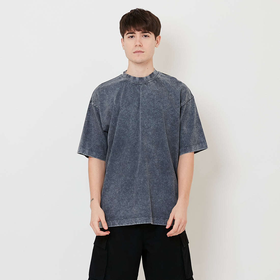 Men Oversized Washed Tee - Metal - SM2512203B