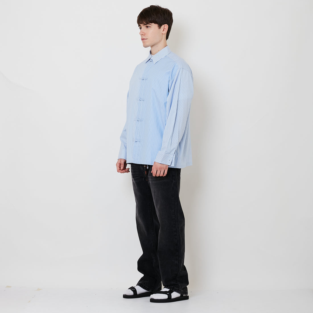 Men Straight Cut Long Jeans - Black - SM2512204D