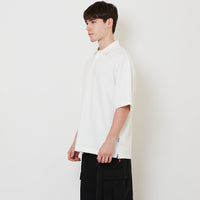 Men Oversized Polo Shirt - Off White - SM2512206A