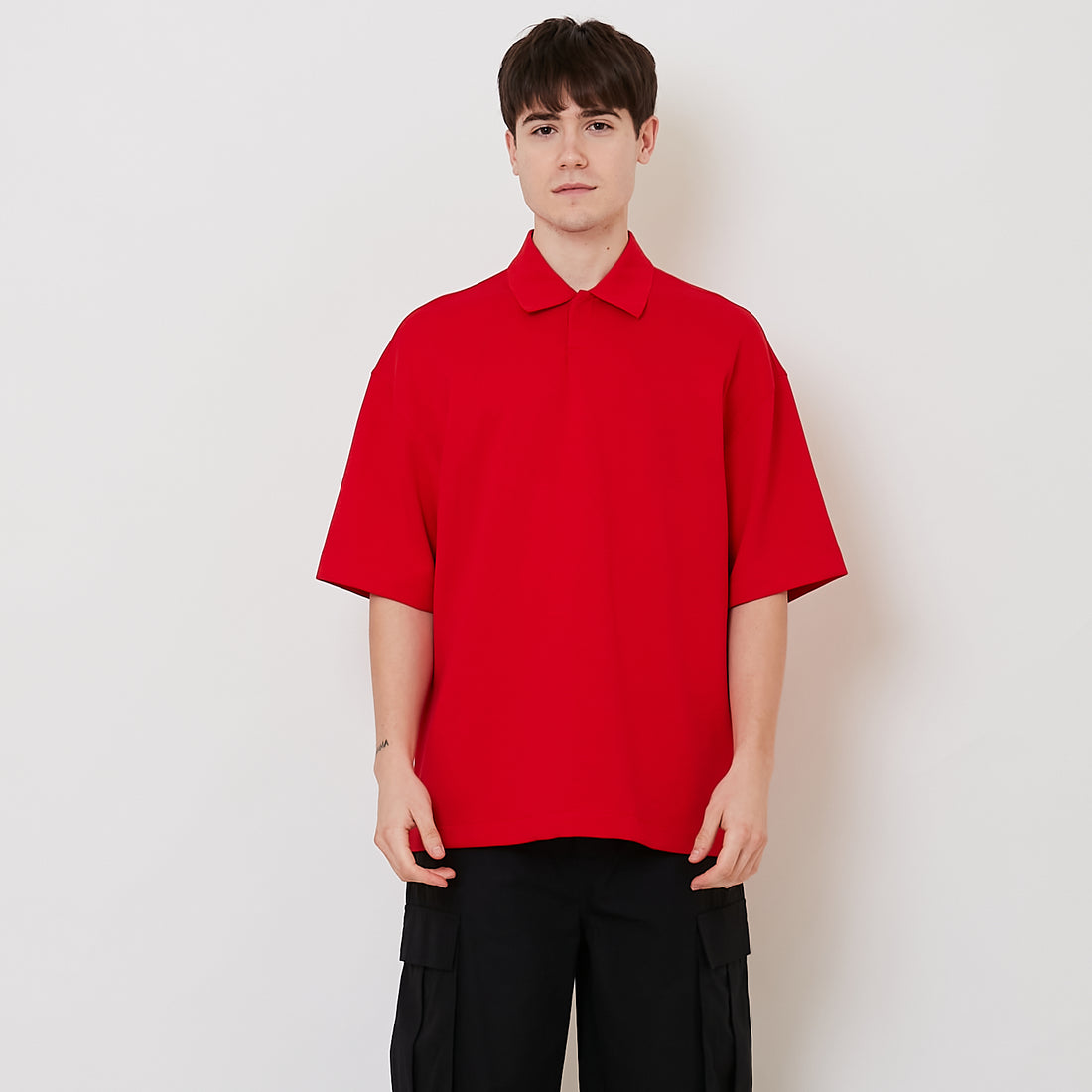 Men Oversized Polo Shirt - Red - SM2512206C