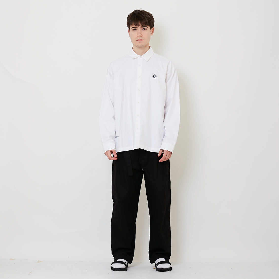 Men Wide Leg Long Pants - Black - SM2512208B