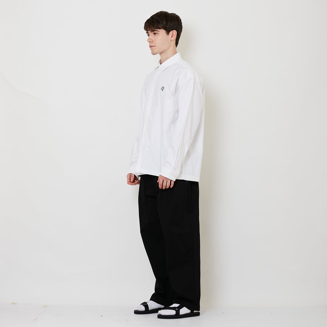 Men Wide Leg Long Pants - Black - SM2512208B
