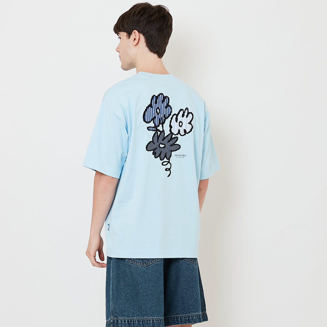 Men Embroidery Oversized Tee - Light Blue - SM2512210C