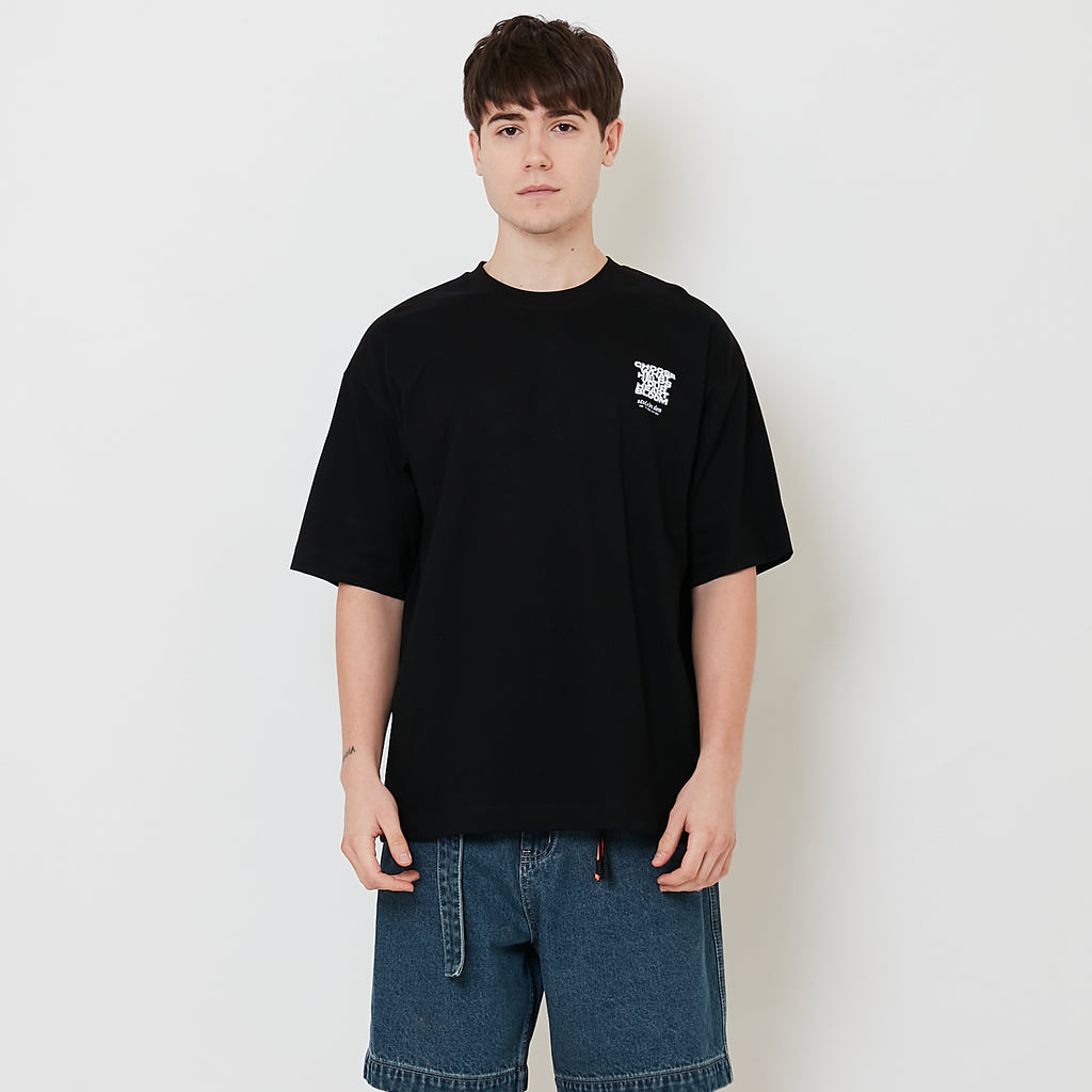 Men Embroidery Oversized Tee - Black - SM2512210D