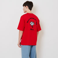 Men Embroidery Oversized Tee - Red - SM2512211C