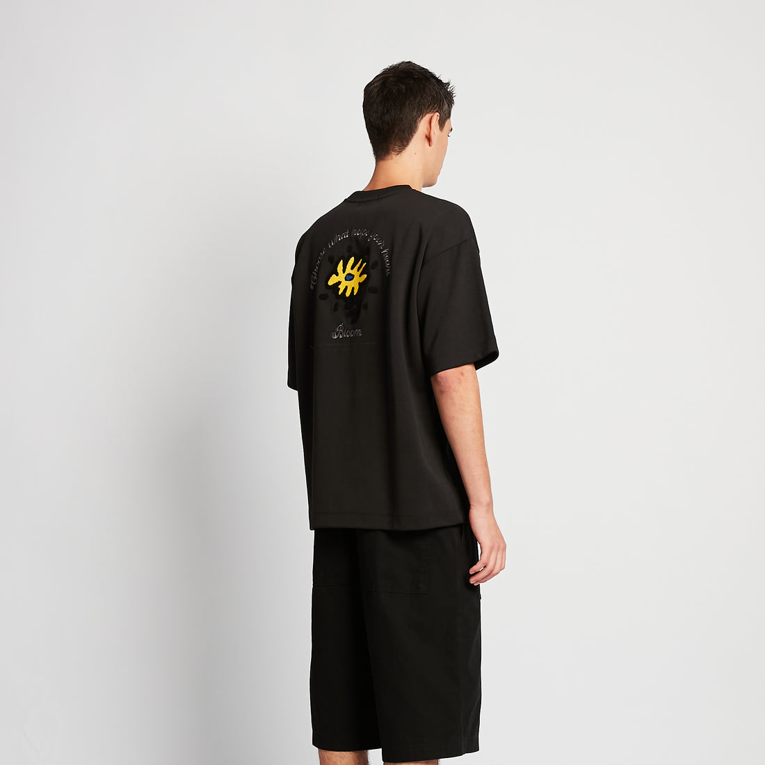 Men Embroidery Oversized Tee - Black - SM2507116D
