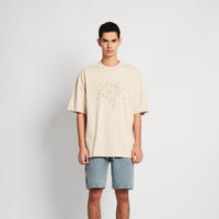 Men Embroidery Oversized Tee - Beige - SM2512212B