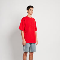 Men Embroidery Oversized Tee - Red - SM2512212C