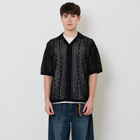 Men Oversized Polo Sweater - Black - SM2512215B