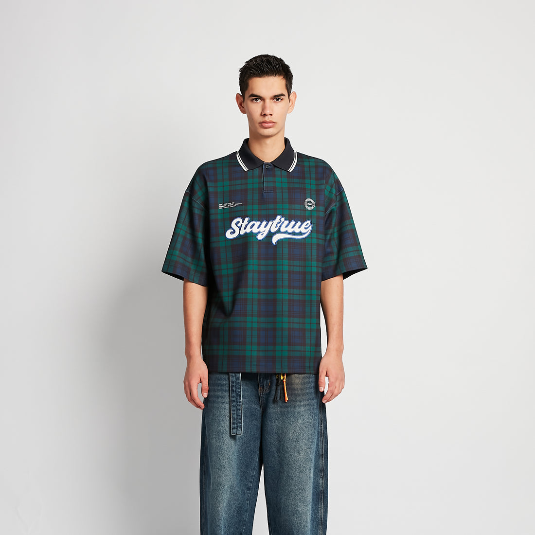 Men Embroidery Oversized Jersey Polo Tee - Dark Green - SM2601001A