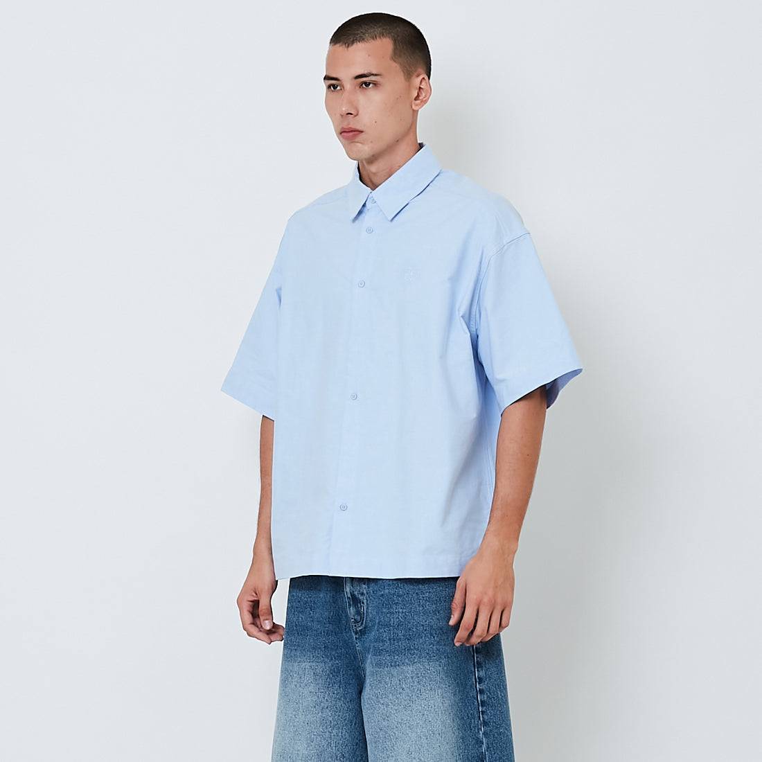 Men Oversized Shirt - Light Blue - SM2601002C