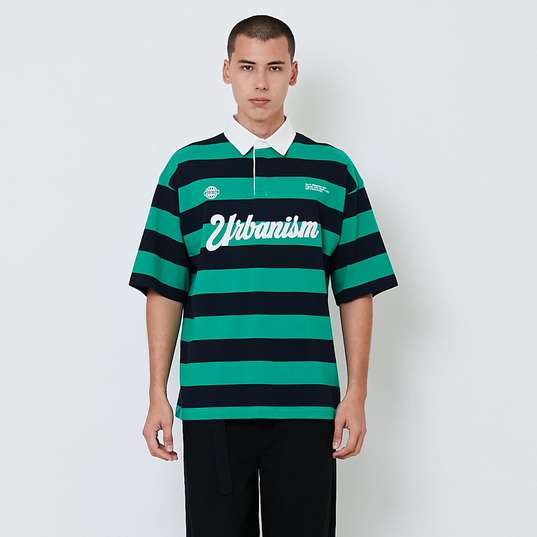 Men Oversized Stripe Top - Green - SM2601003B