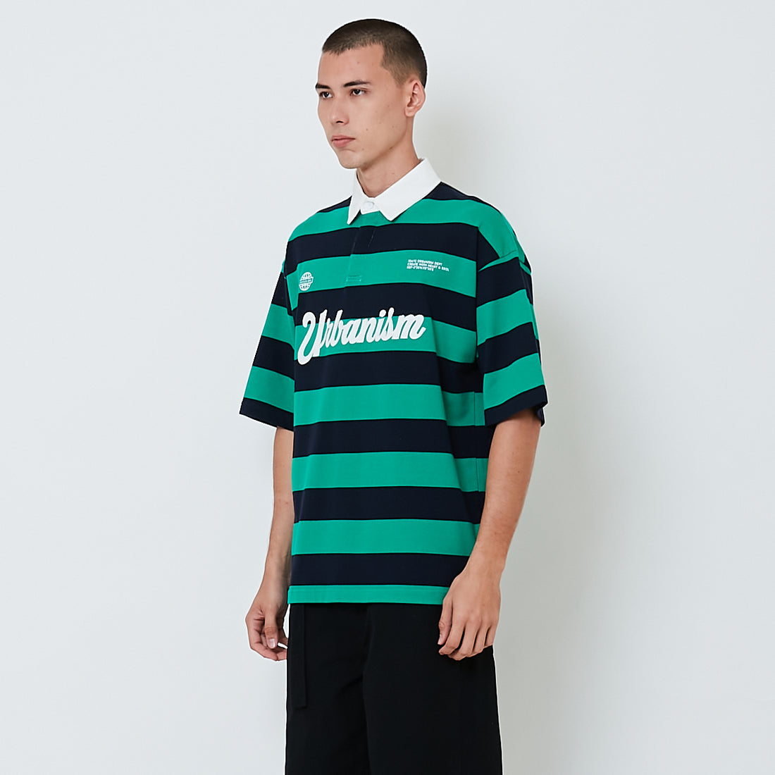 Men Oversized Stripe Top - Green - SM2601003B
