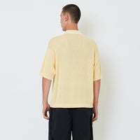 Men Oversized Polo Sweater - Light Yellow - SM2601004A