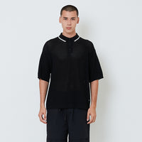 Men Oversized Polo Sweater - Black - SM2601004B