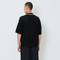 Men Oversized Polo Sweater - Black - SM2601004B