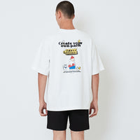 Men Printed Oversized Tee - Off White - SM2601009A