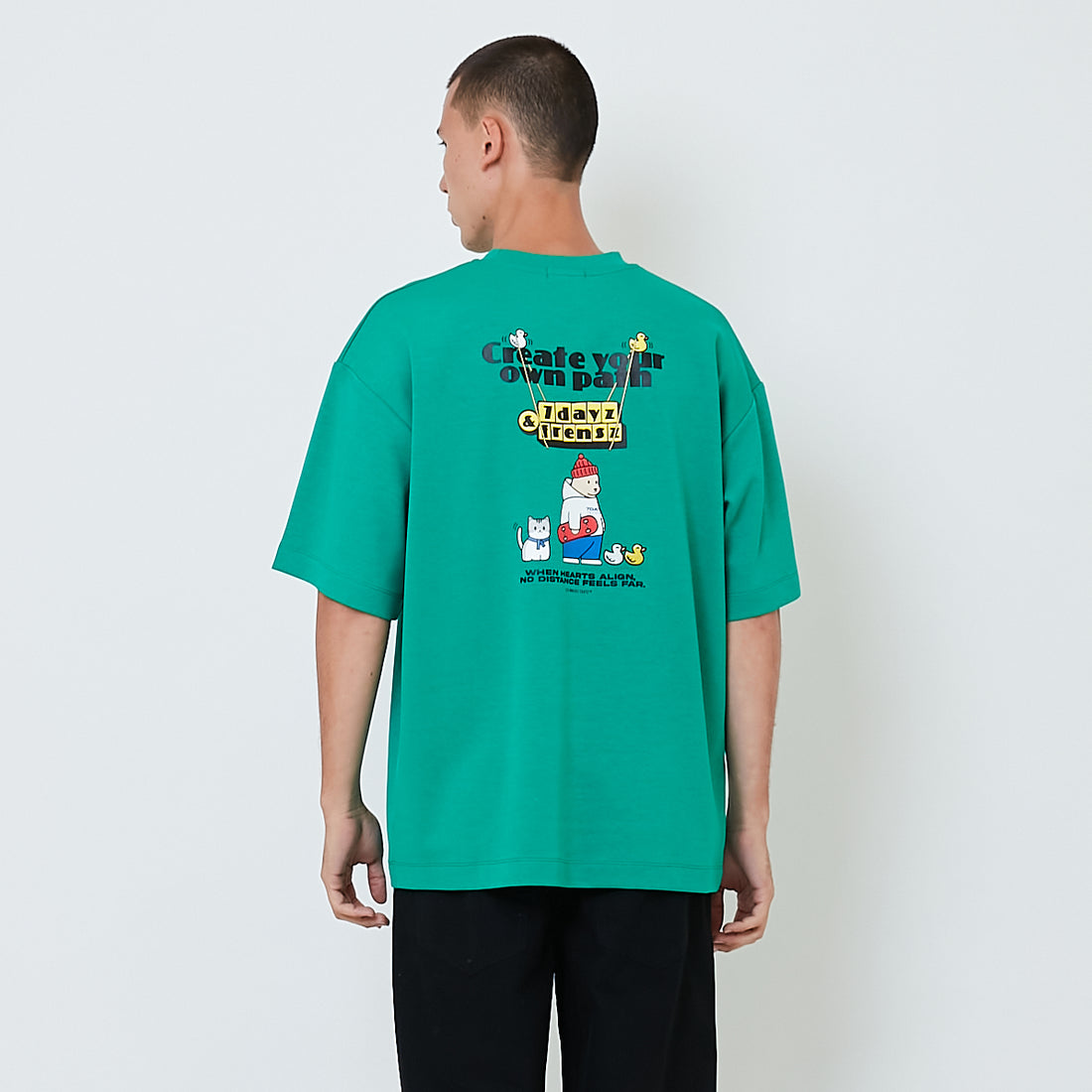 Men Printed Oversized Tee - Lime - SM2601009C