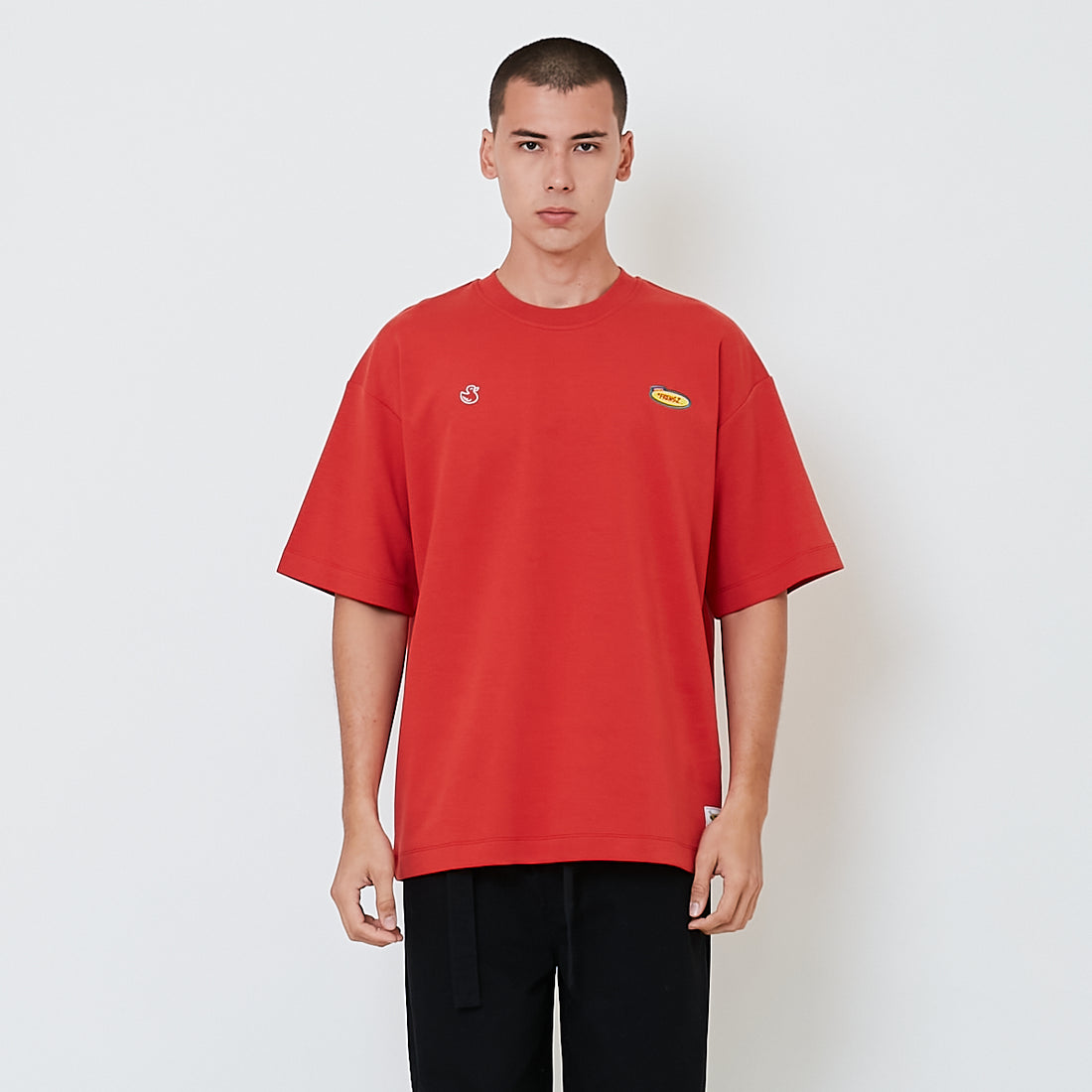 Men Printed Oversized Tee - Brick - SM2601009D