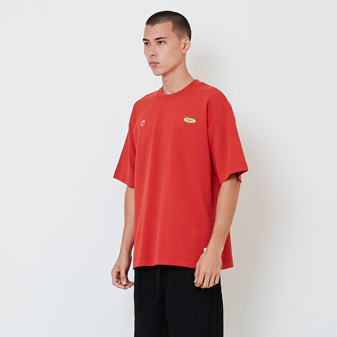 Men Printed Oversized Tee - Brick - SM2601009D
