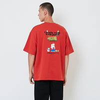 Men Printed Oversized Tee - Brick - SM2601009D