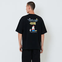 Men Printed Oversized Tee - Black - SM2601009E
