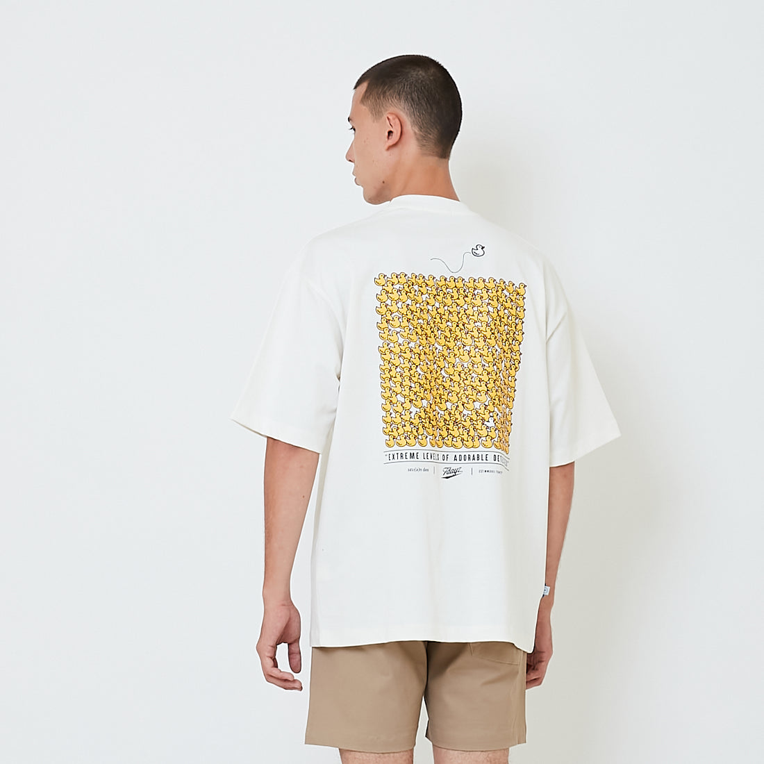 Men Printed Oversized Tee - Off White - SM2601011A