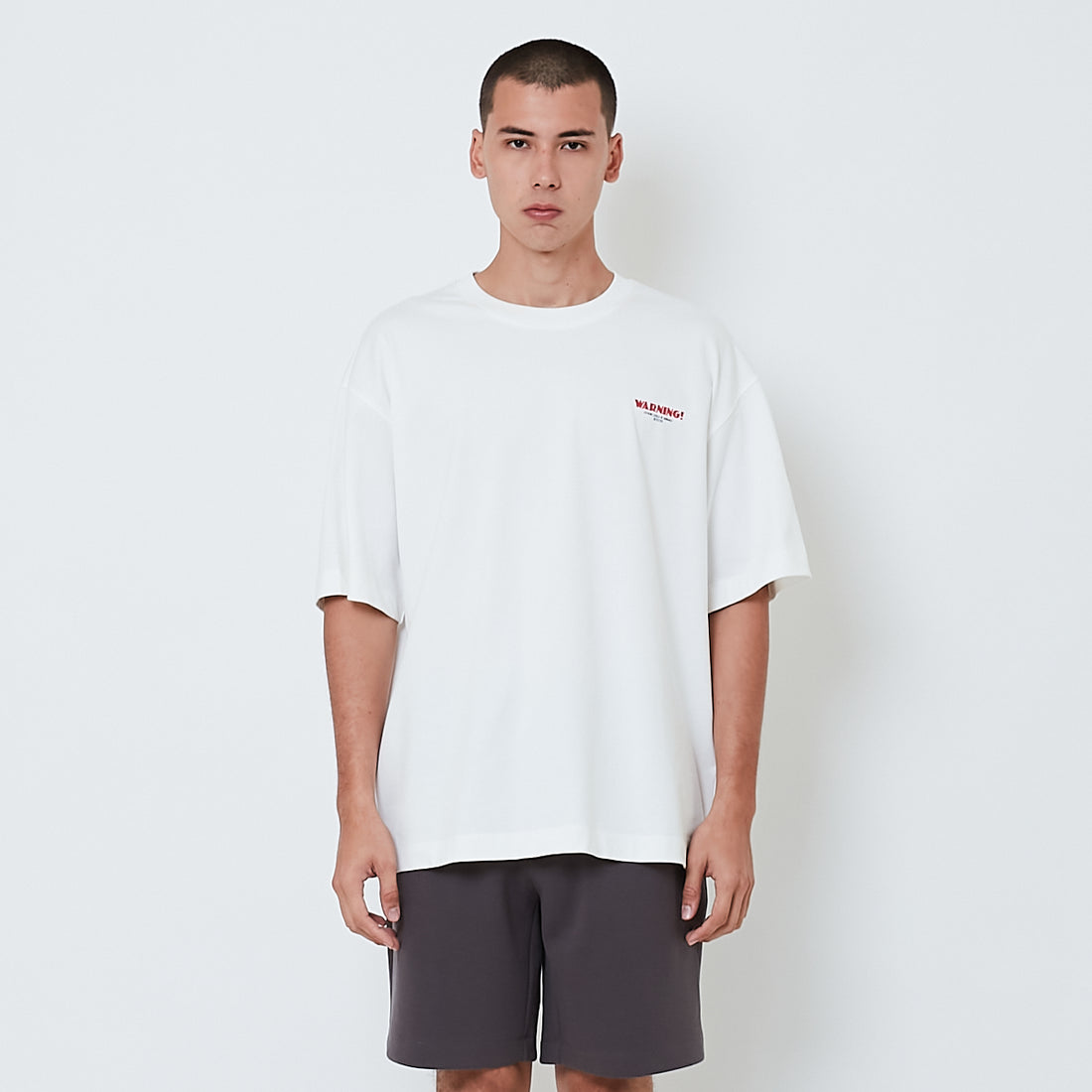 Men Embroidery Oversized Tee - Off White - SM2601012A
