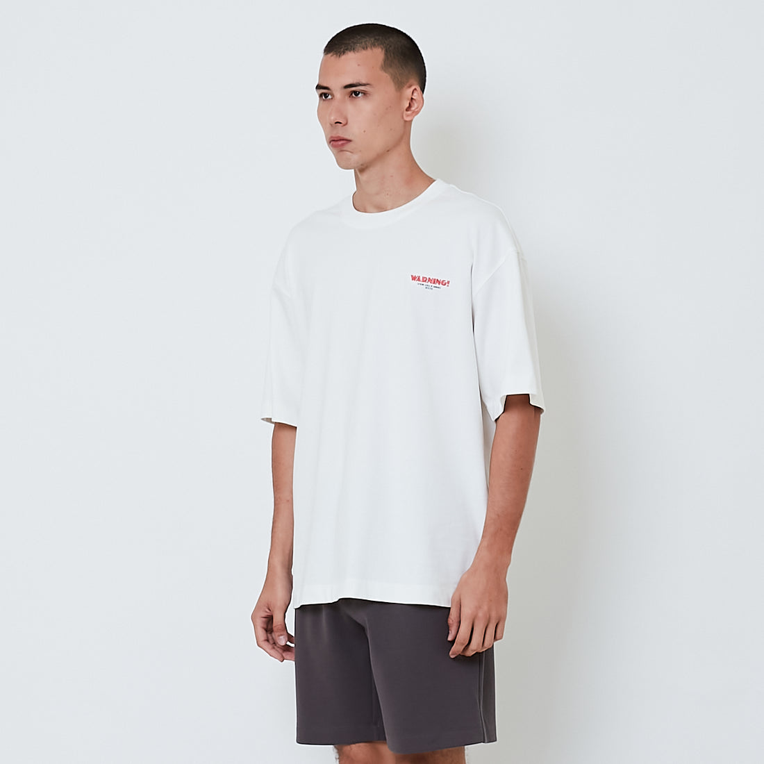 Men Embroidery Oversized Tee - Off White - SM2601012A