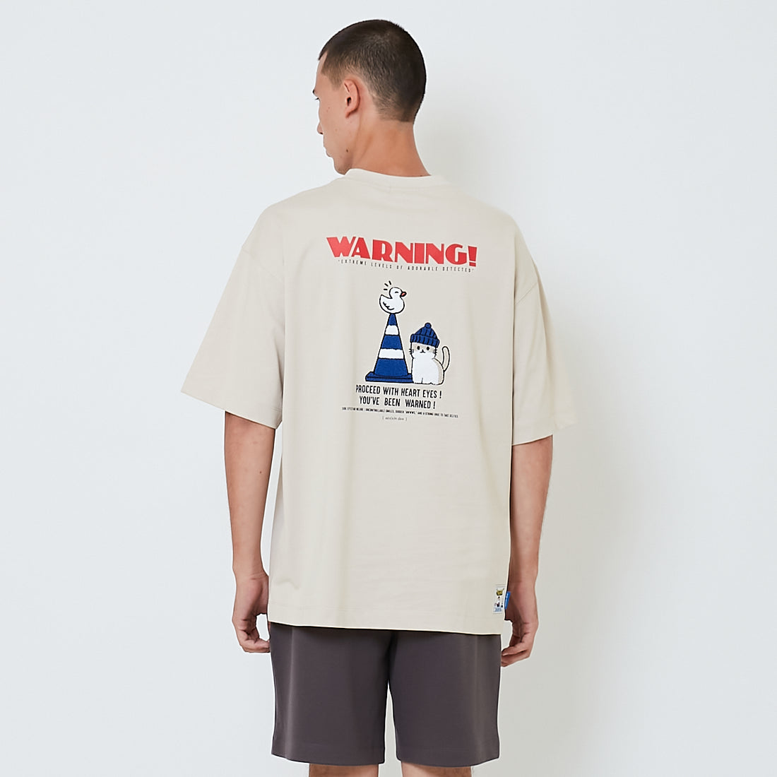 Men Embroidery Oversized Tee - Khaki - SM2601012B