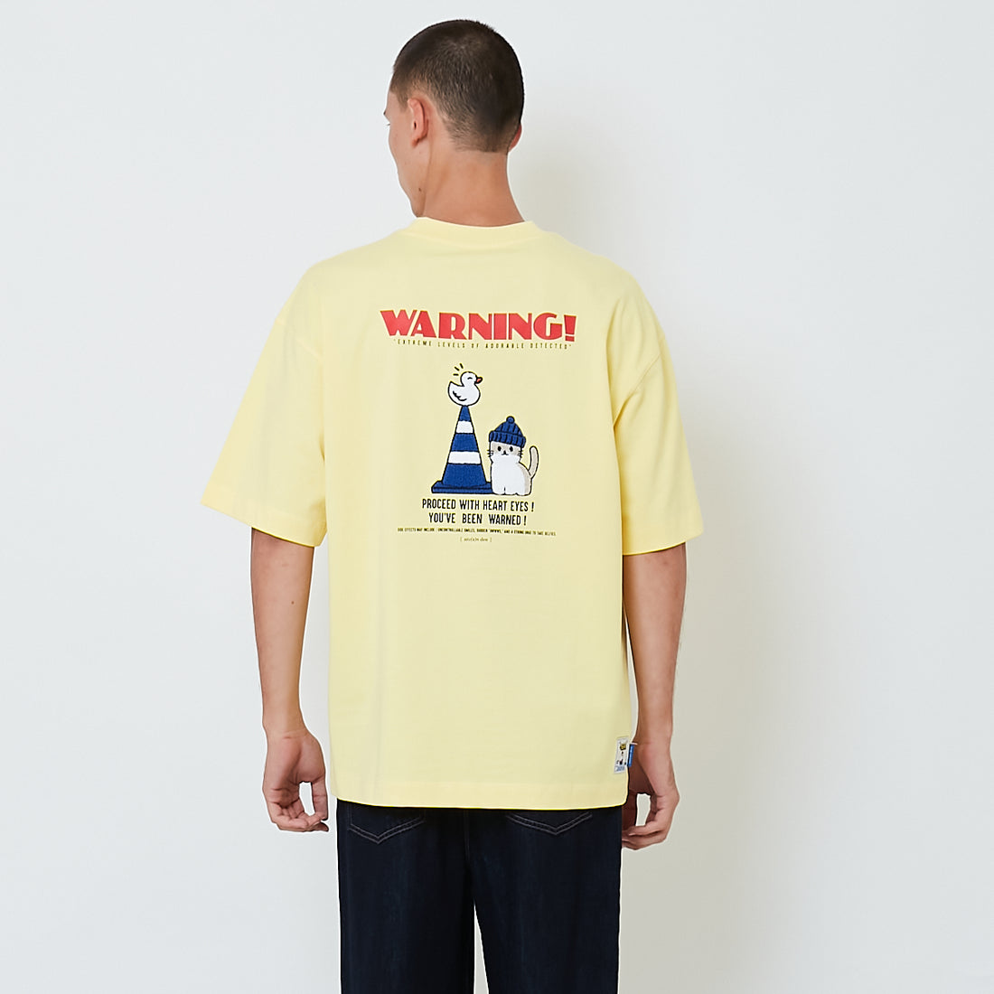 Men Embroidery Oversized Tee - Light Yellow - SM2601012C