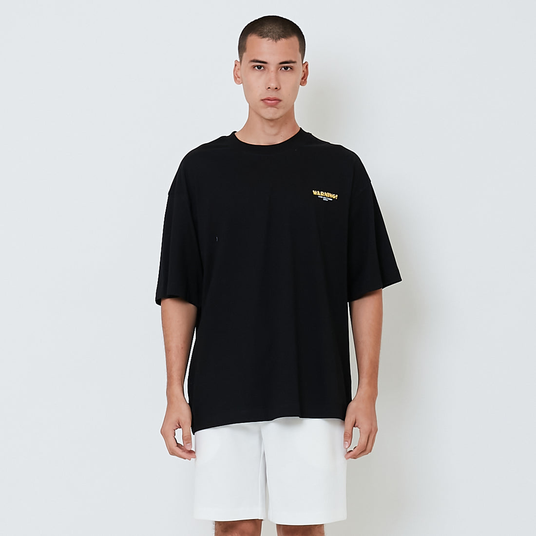 Men Embroidery Oversized Tee - Black - SM2601012D