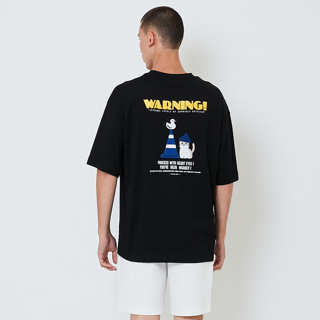 Men Embroidery Oversized Tee - Black - SM2601012D
