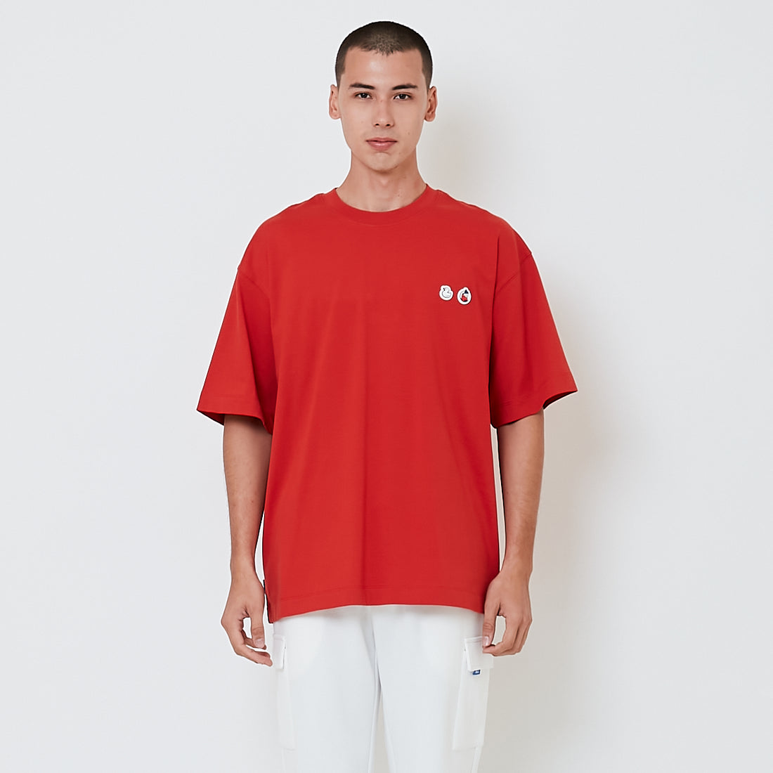 Men Printed Oversized Tee - Brick - SM2601013C