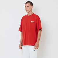 Men Printed Oversized Tee - Brick - SM2601013C
