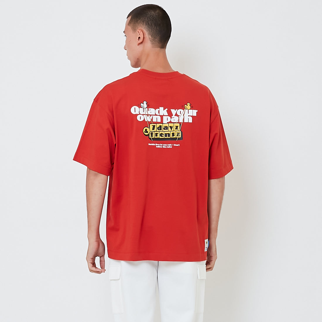 Men Printed Oversized Tee - Brick - SM2601013C