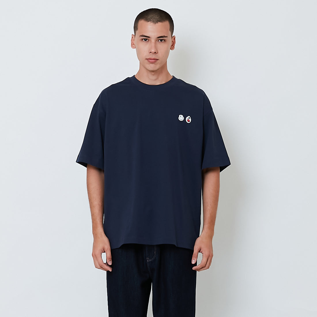 Men Printed Oversized Tee - Navy - SM2601013D