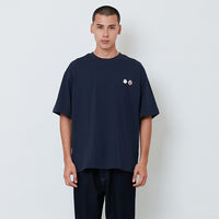 Men Printed Oversized Tee - Navy - SM2601013D