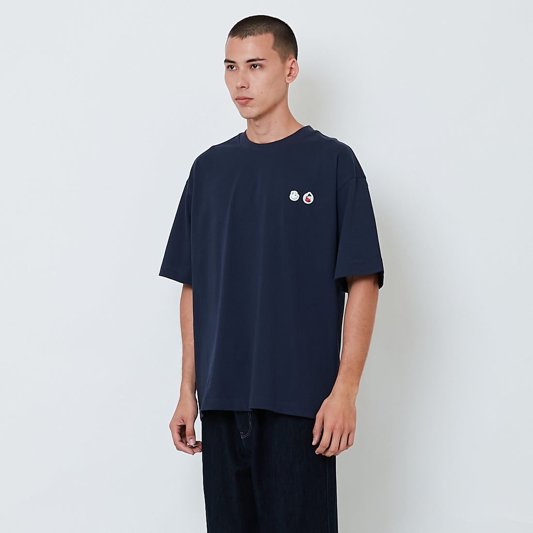 Men Printed Oversized Tee - Navy - SM2601013D