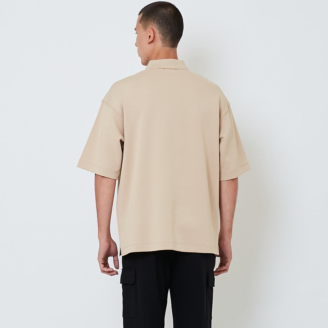 Men Oversized Polo Tee - Khaki - SM2601015B