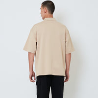 Men Oversized Polo Tee - Khaki - SM2601015B