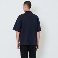 Men Oversized Polo Tee - Navy - SM2601015C