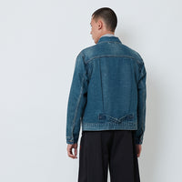 Men Denim Cropped Jacket - Blue - SM2601057A
