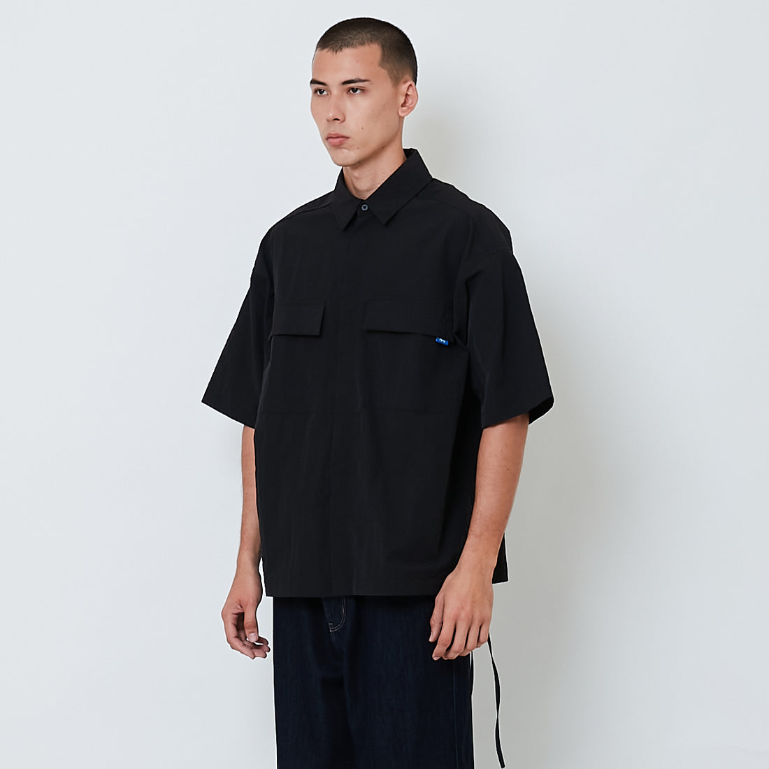 Men Printed Oversized Shirt - Black - SM2602018B